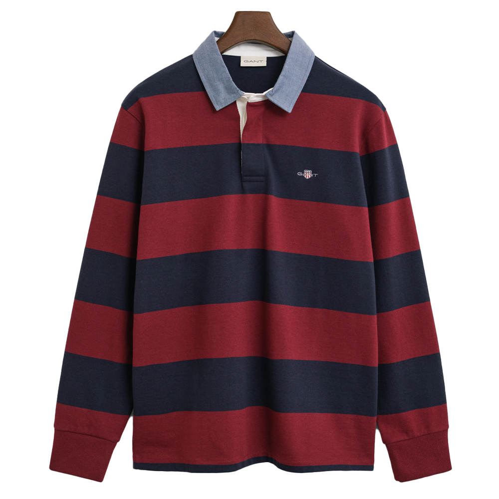 GANT rugby top dark red and blue stripes