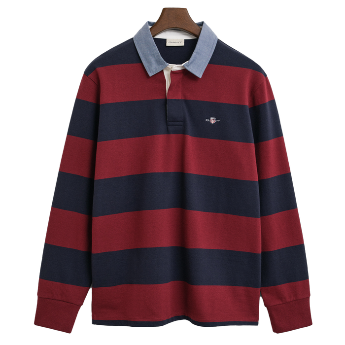 GANT rugby top dark red and blue stripes