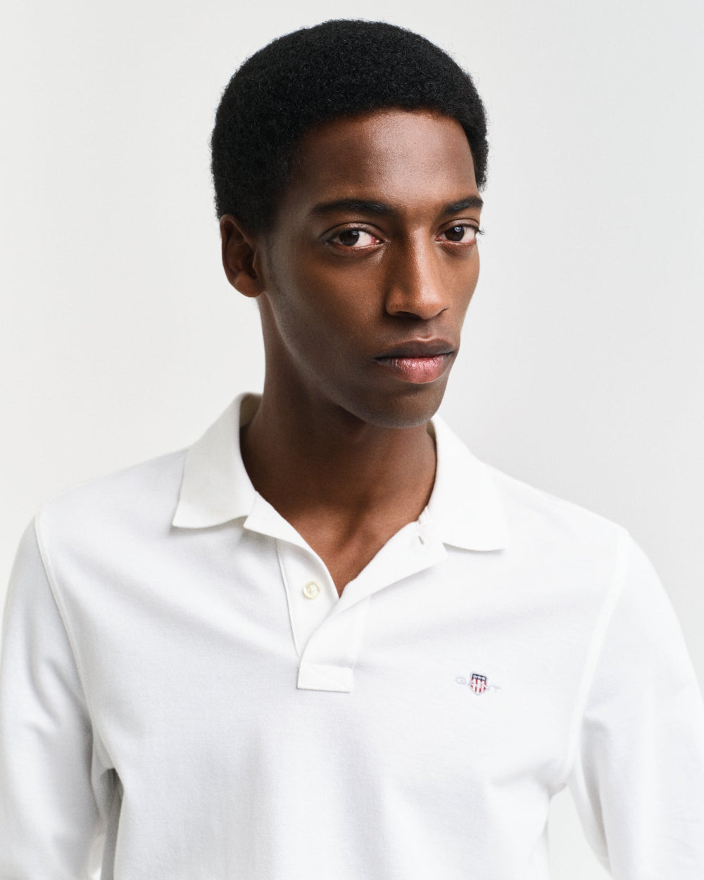 Reg Shield Long-Sleeve Pique Rugger Top, White