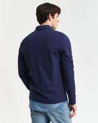 Reg Shield Long-Sleeve Pique Rugger Top, Evening Blue