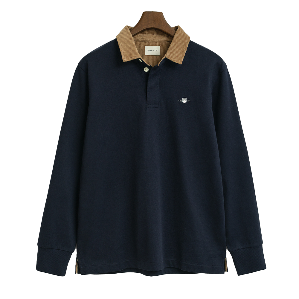 Gant navy rugby shirt with contrast collar
