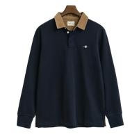 Gant navy rugby shirt with contrast collar