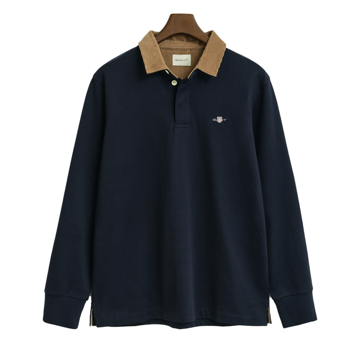 Gant navy rugby shirt with contrast collar