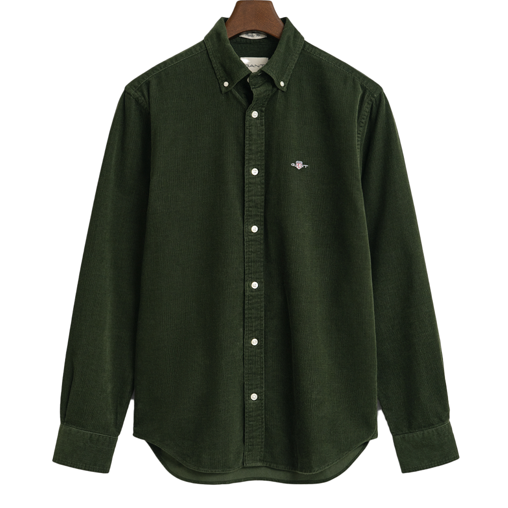 Gant green cord shirt with shield logo