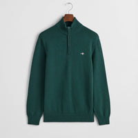 Casual Cotton Half Zip Top, Tartan Green