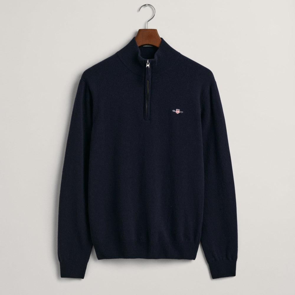 Superfine Lambswool Half Zip Top, Marine