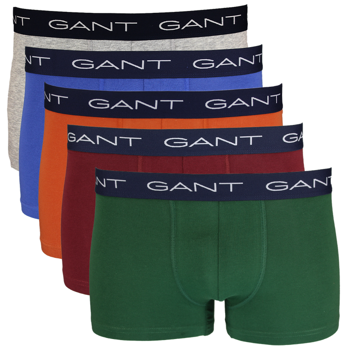 Set of Gant boxer trunks in various colors on a white background
