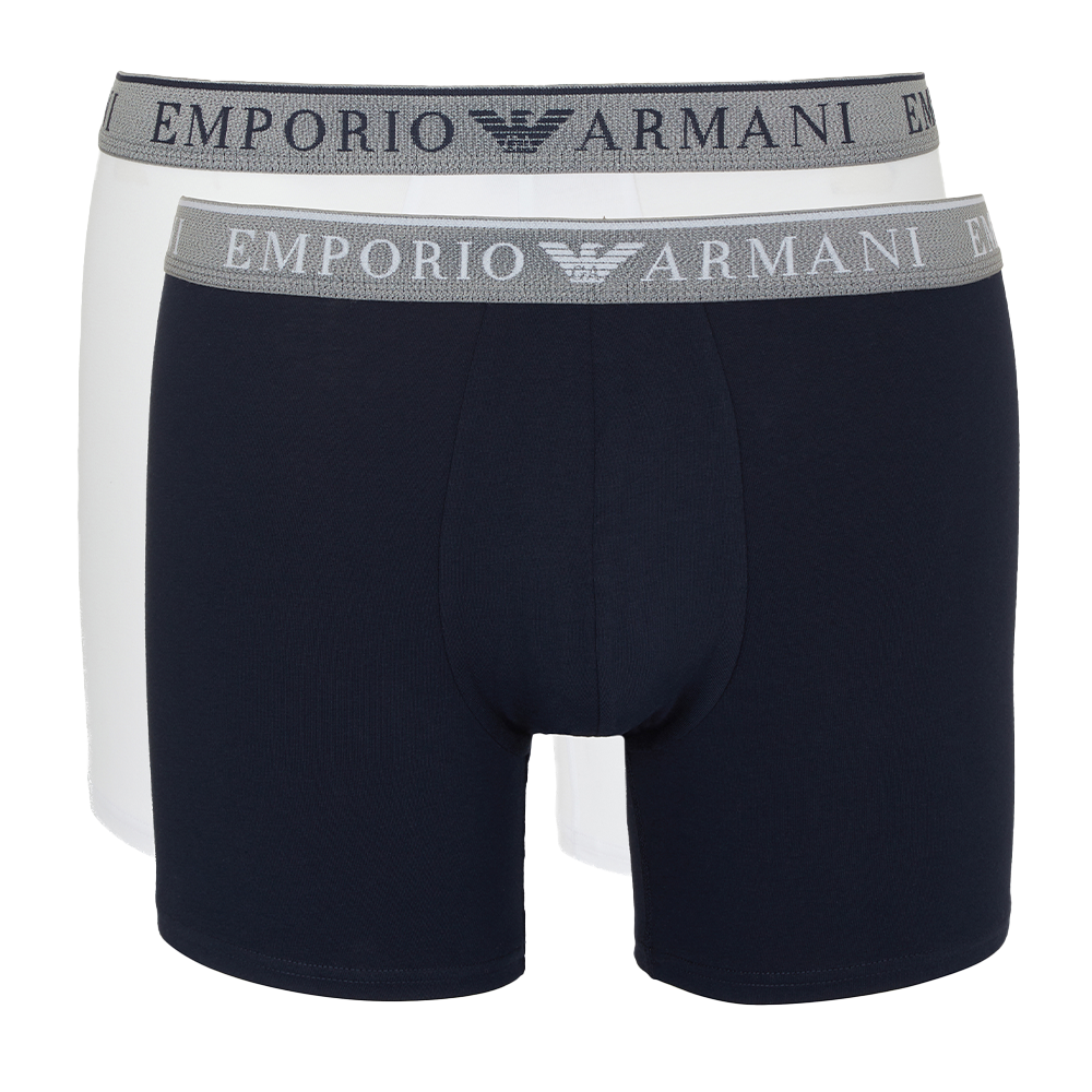 two pairs of Armani boxer briefs, navy and white