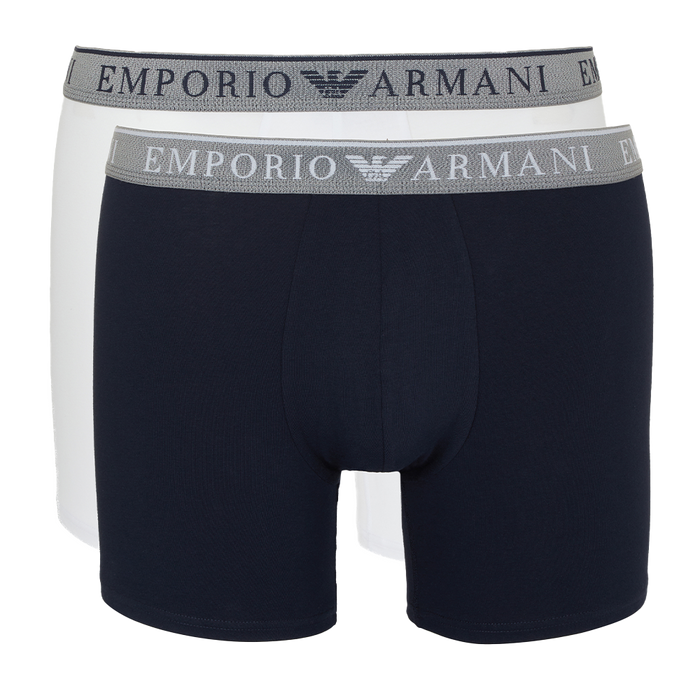 two pairs of Armani boxer briefs, navy and white