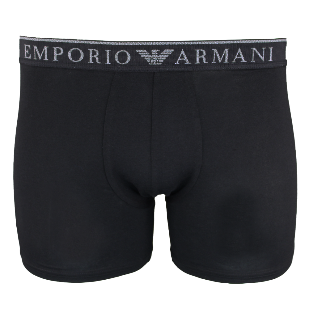 Black Emporio Armani boxer briefs on a white background