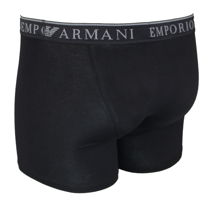 Black Emporio Armani boxer briefs on a white background