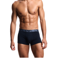 model wearing blue boxer shorts 