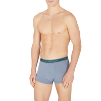 model wearing grey Armani boxer trunks