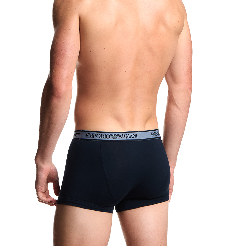 back view of Armani blue boxer trunks