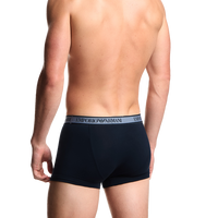 back view of Armani blue boxer trunks