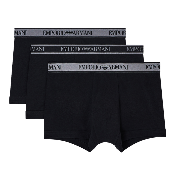 3 pairs of Emporio Armani boxer trunks black with contrast waistband
