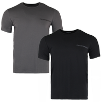 one grey and one  black t-shirt with Emporio Armani branding on the chest