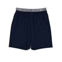 Navy shorts with Emporio Armani waistband on a white background