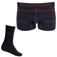 Navy check boxer trunk and sock with Armani logo