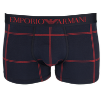 Navy check boxer trunk with Armani logo