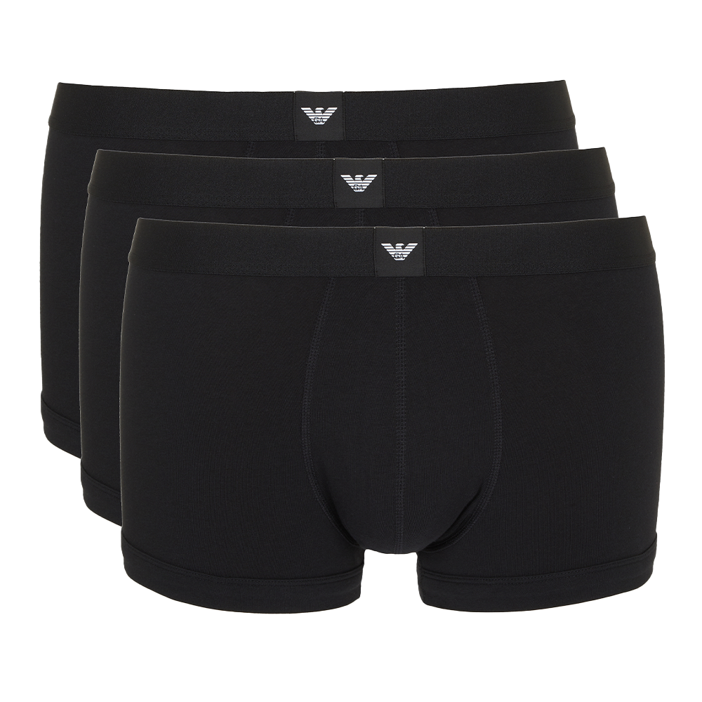 3 Emporio Armani boxer trunks in black with eagle motif