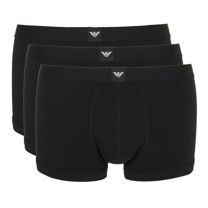 3 Emporio Armani boxer trunks in black with eagle motif