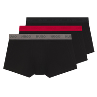 3 pairs of black boxer trunks with HUGO waistbands