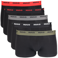 5 black HUGO boxer trunks with coloured waistbands