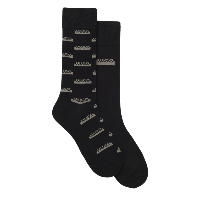 black socks with Hugo logos in grey