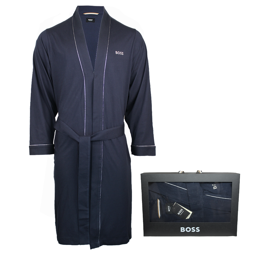 Blue dressing gown with BOSS branding with gift box