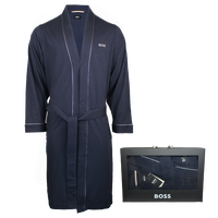 Blue dressing gown with BOSS branding with gift box