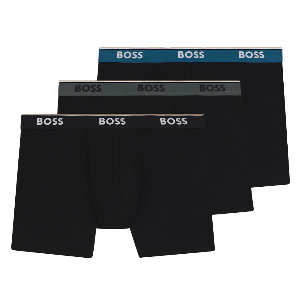 Black boxer briefs with BOSS branded coloured waistband