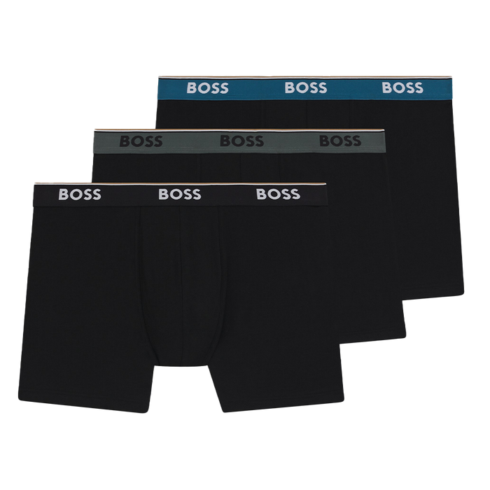 Black boxer briefs with BOSS branded coloured waistband