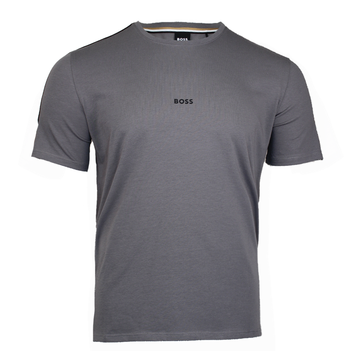Grey t-shirt with central BOSS logo