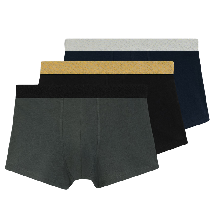 3 pairs of boxer trunks with textured waistbands