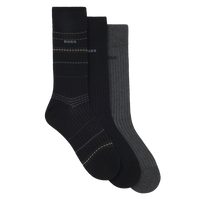 3 pairs of boss socks, black and grey