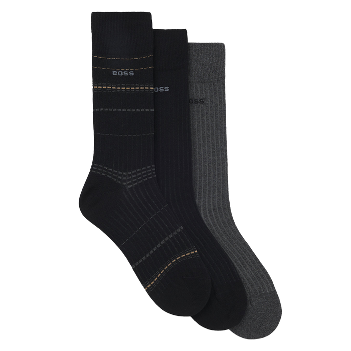 3 pairs of boss socks, black and grey