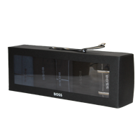 Black packaging box with 'BOSS' branding on a white background