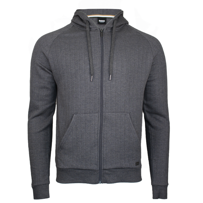 Grey hooded zip jacket with BOSS badge 