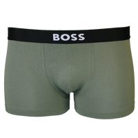 Green boxer briefs with a black waistband featuring 'BOSS' on a white background
