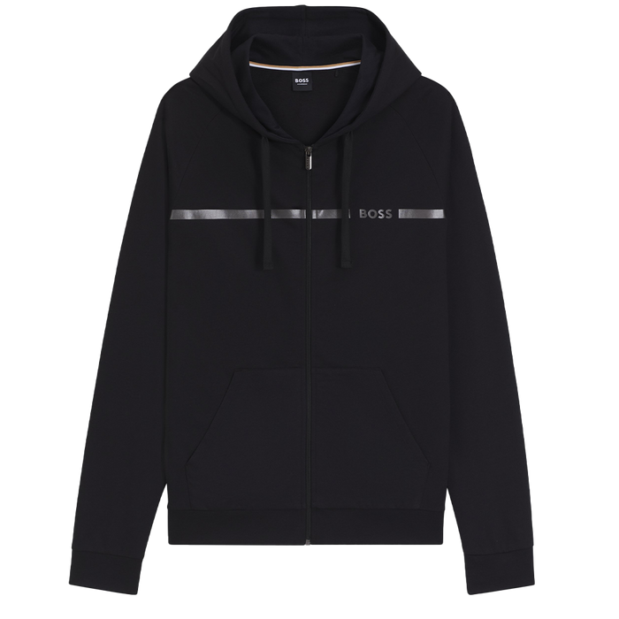 Black hoodie with silver zippers on a white background