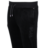 Black pants with a brand logo on a white background