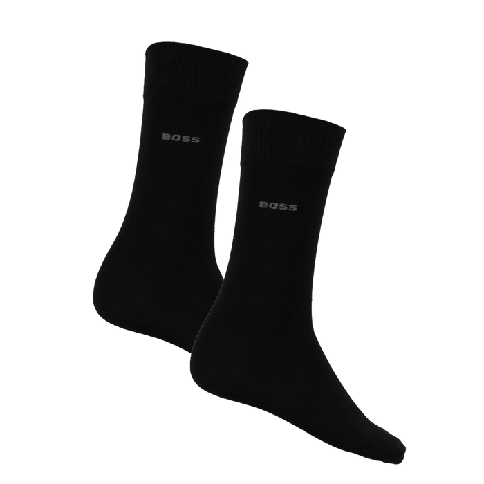 2 black socks with BOSS logo in grey