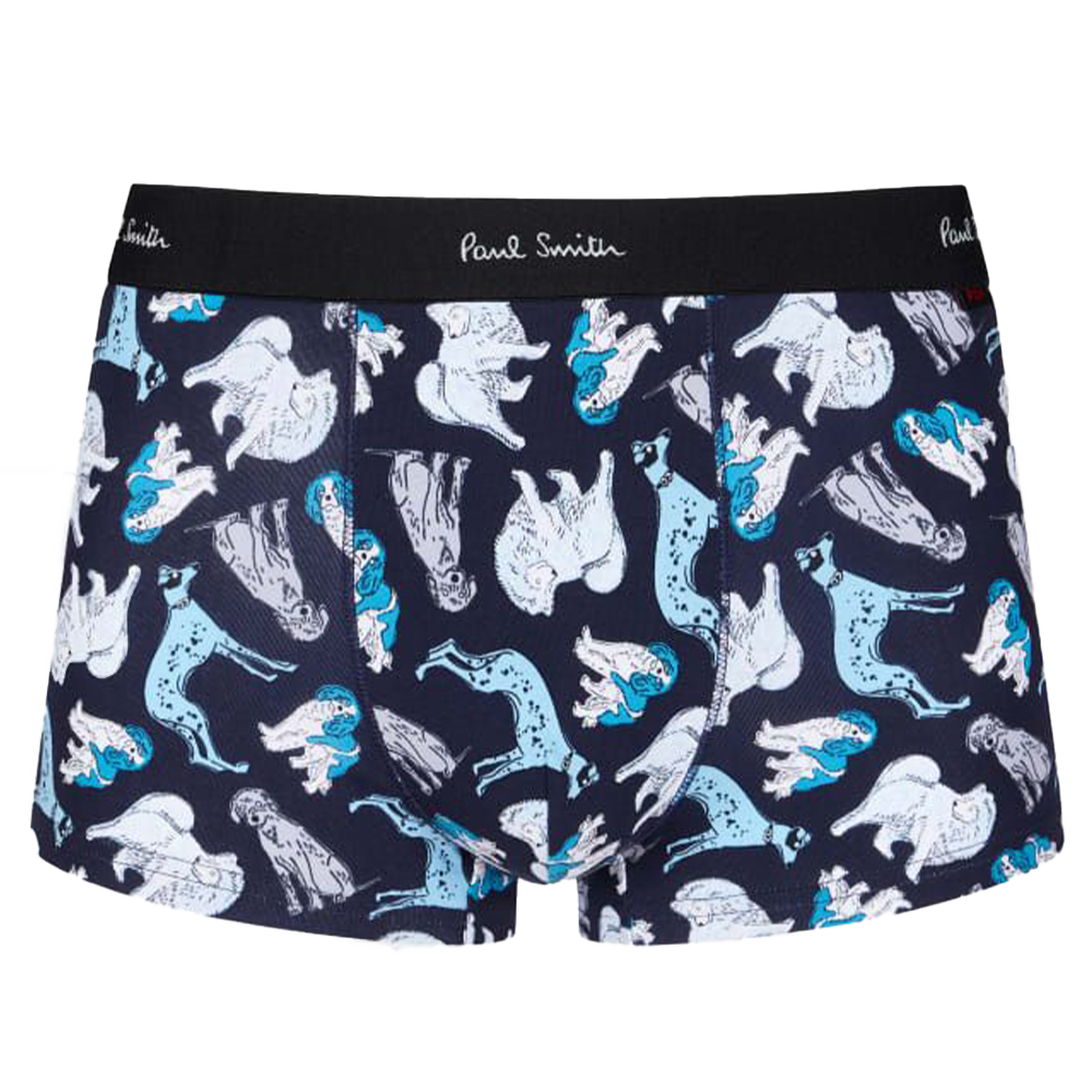 Men's underwear with dog pattern on a white background