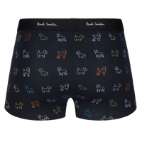 men's boxer trunk with dog and cat pattern, back view