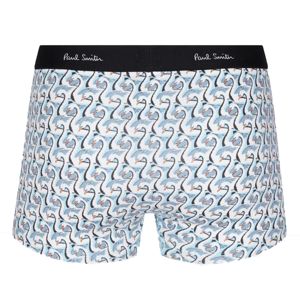 Floral patterned boxer briefs with a brand label on a white background
