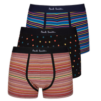 3 pairs of  boxer trunks with stripe and dot patterns and Paul Smith branding