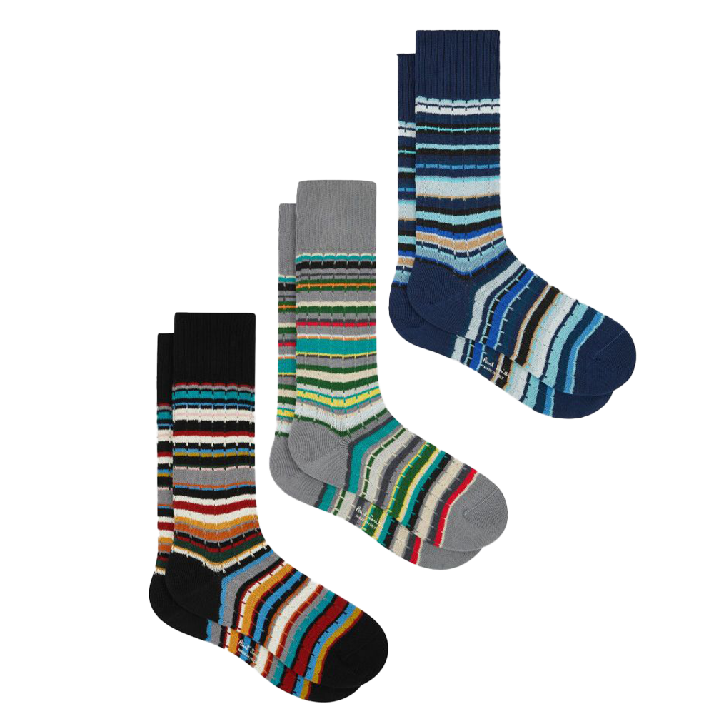 Paul Smith 3-Pack Cable Signature Socks, Gift pack