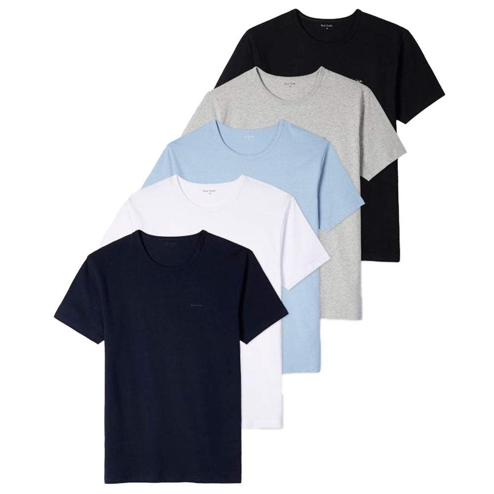 Paul Smith 5-Pack Organic Cotton T-Shirts, Multicolours