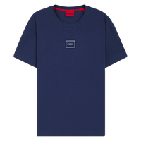 Blue t-shirt with a white Hugo logo print